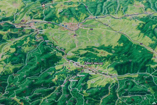 Mapa Breznianskej kotliny i Balockych vrchov